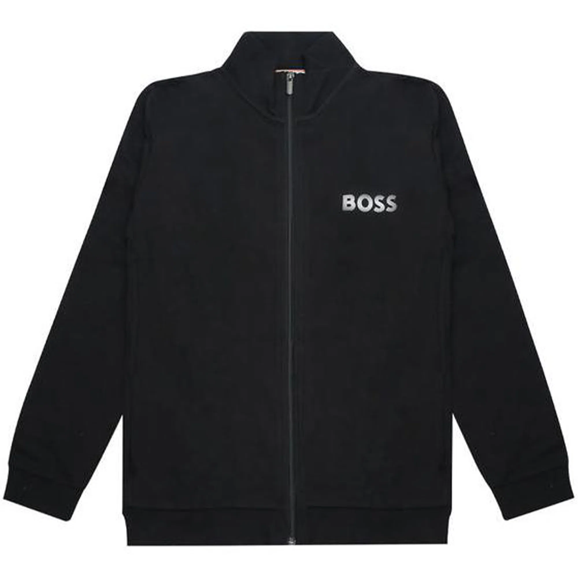 HUGO BOSS Logo Print Zip Jacket Black