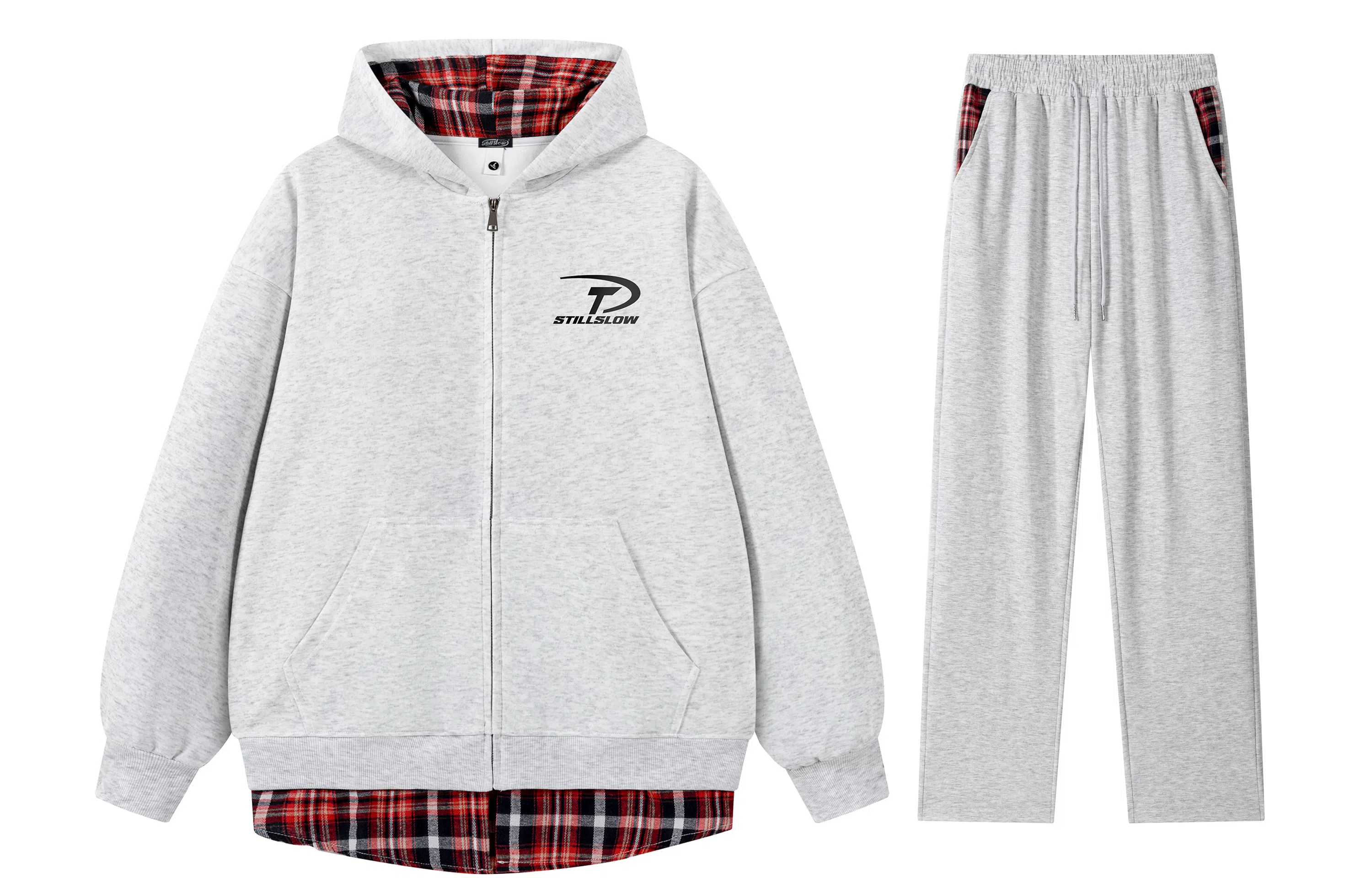 Stillslow Retro Stripe Zip Hoodie Set