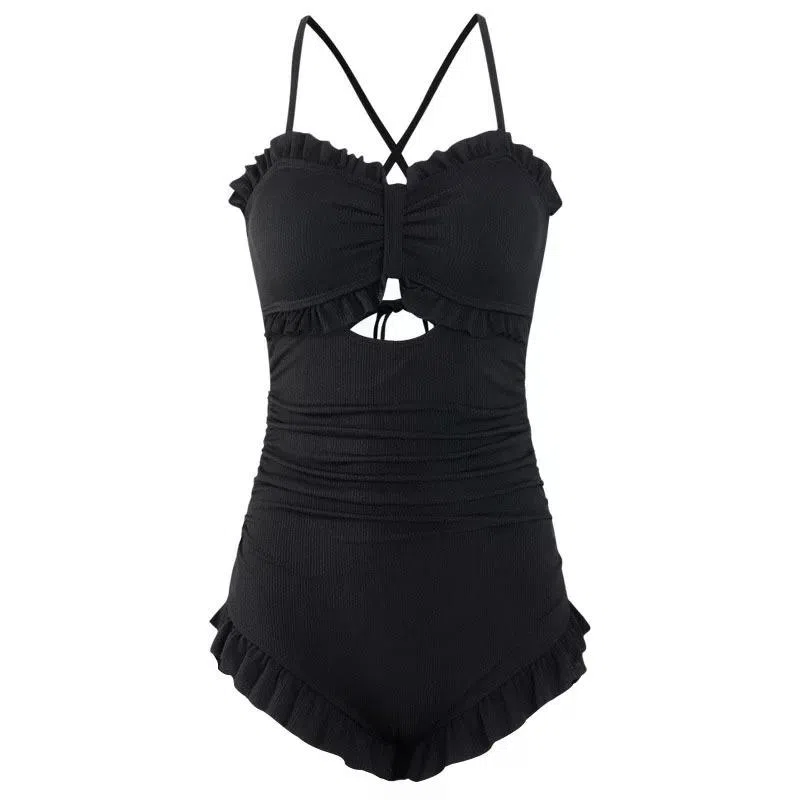 淑好百 纯色时尚舒适连体泳装 女款