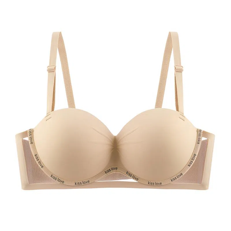 莫代尔 个性简约纯色镂空无痕舒适透气内衣小胸聚拢显大无钢圈胸罩收副乳防下垂隐形美背文胸 女款