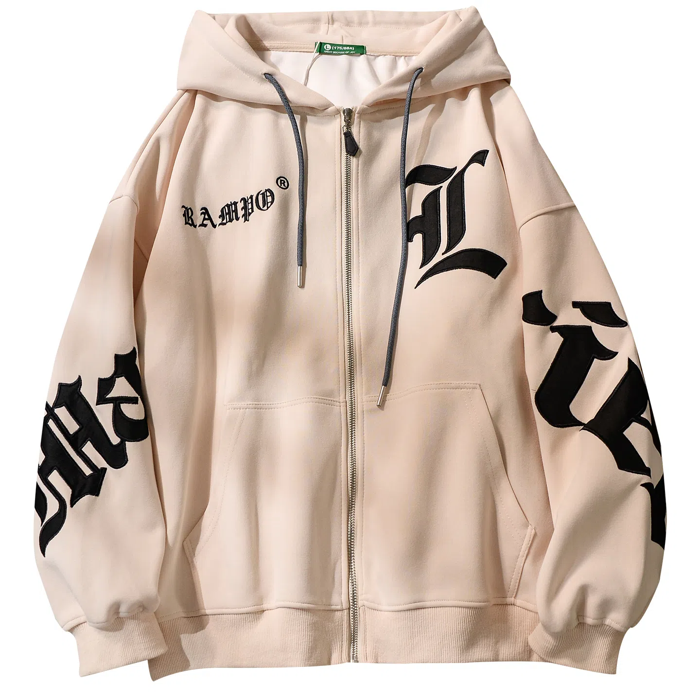 乱步 哥特刺绣拉链带帽衫开衫外套秋冬季款卫衣 男女同款