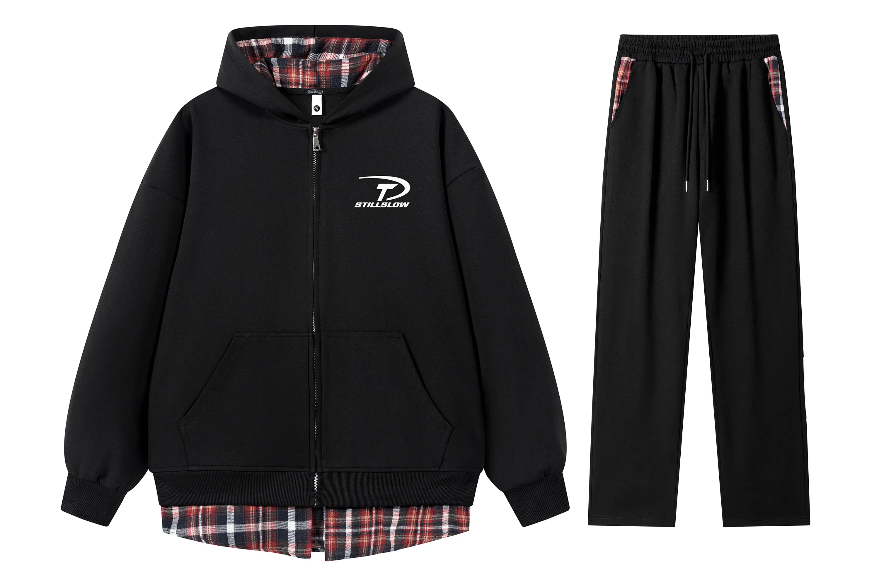 Stillslow Retro Stripe Zip Hoodie Set