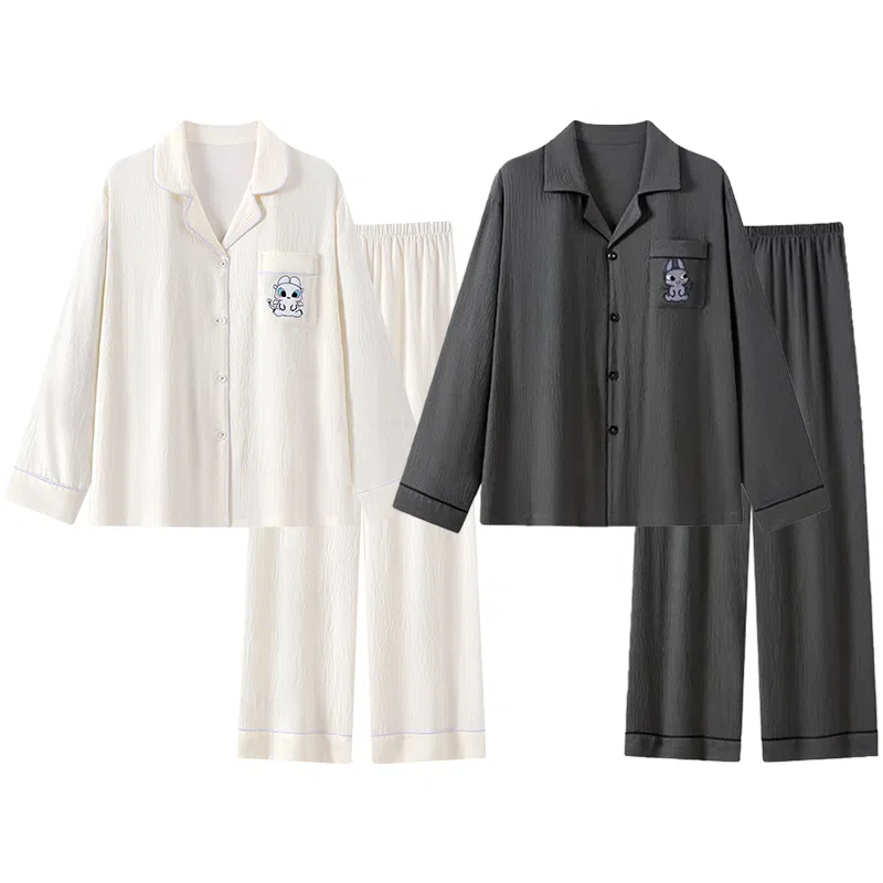 静英鸾 翻领卡通甜美风休闲舒适家居服睡衣套装 男女同款