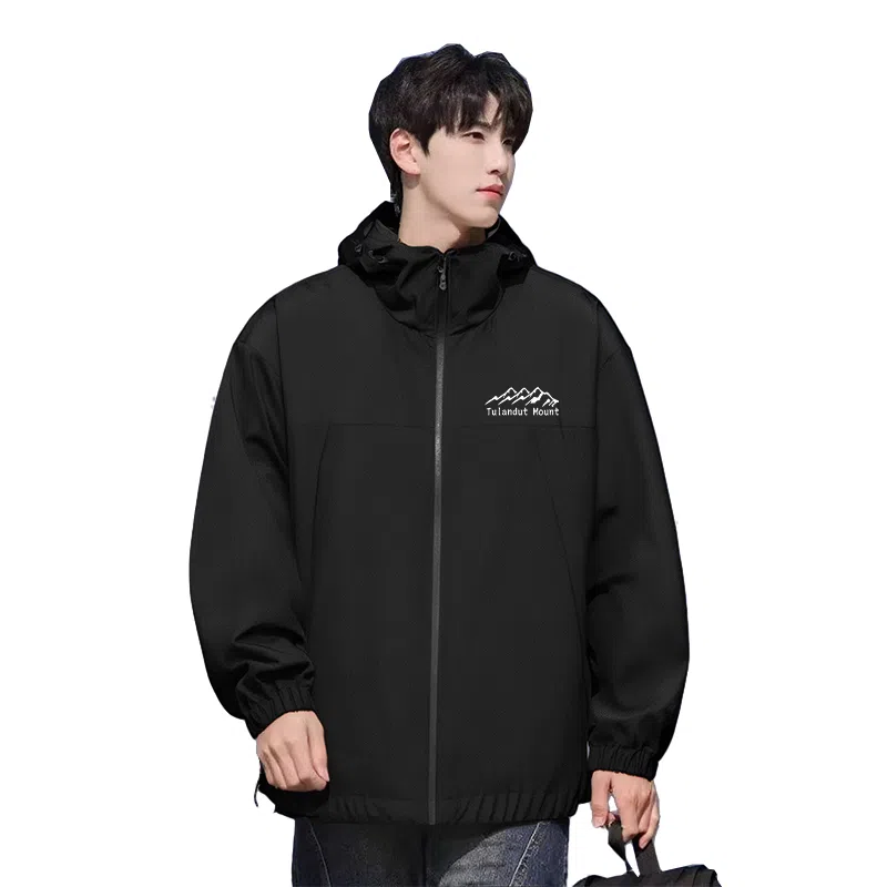 图兰朵  山地户外登山运动休闲宽松连帽百搭夹克外套软壳  防水防风冲锋衣 男女同款