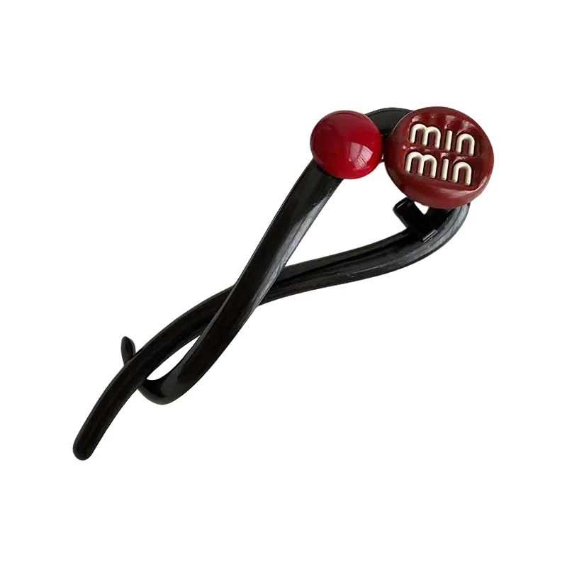 蒙妮 安可拉红色爱心扭扭抓夹一字夹 树脂 发夹 女款