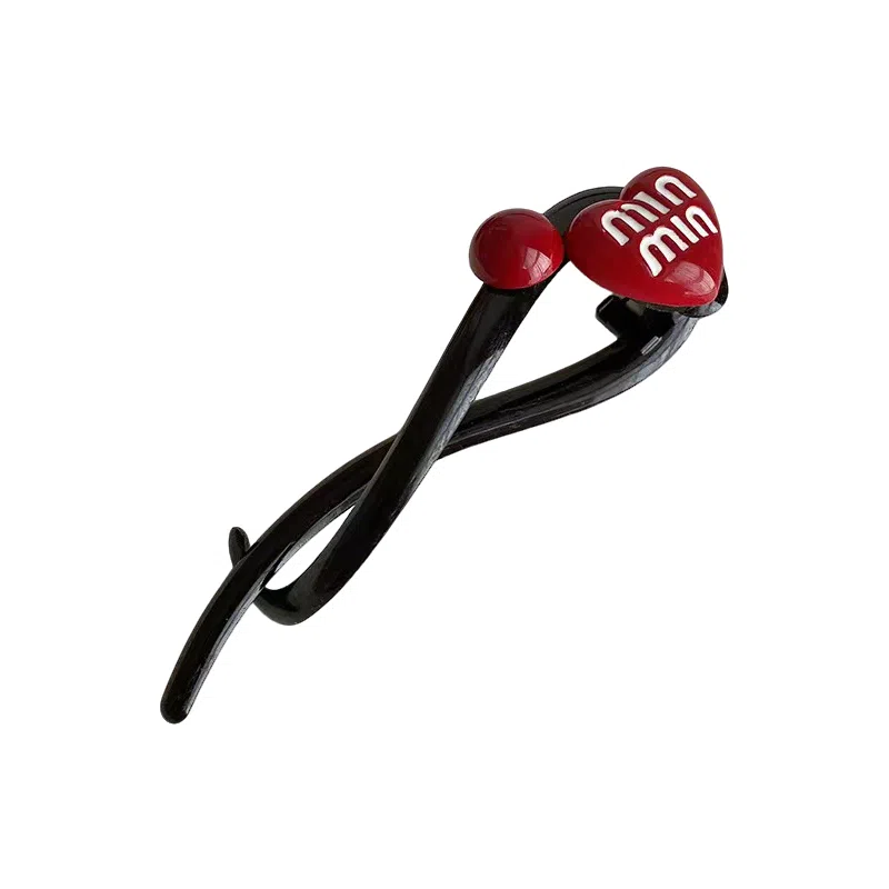 蒙妮 安可拉红色爱心扭扭抓夹一字夹 树脂 发夹 女款