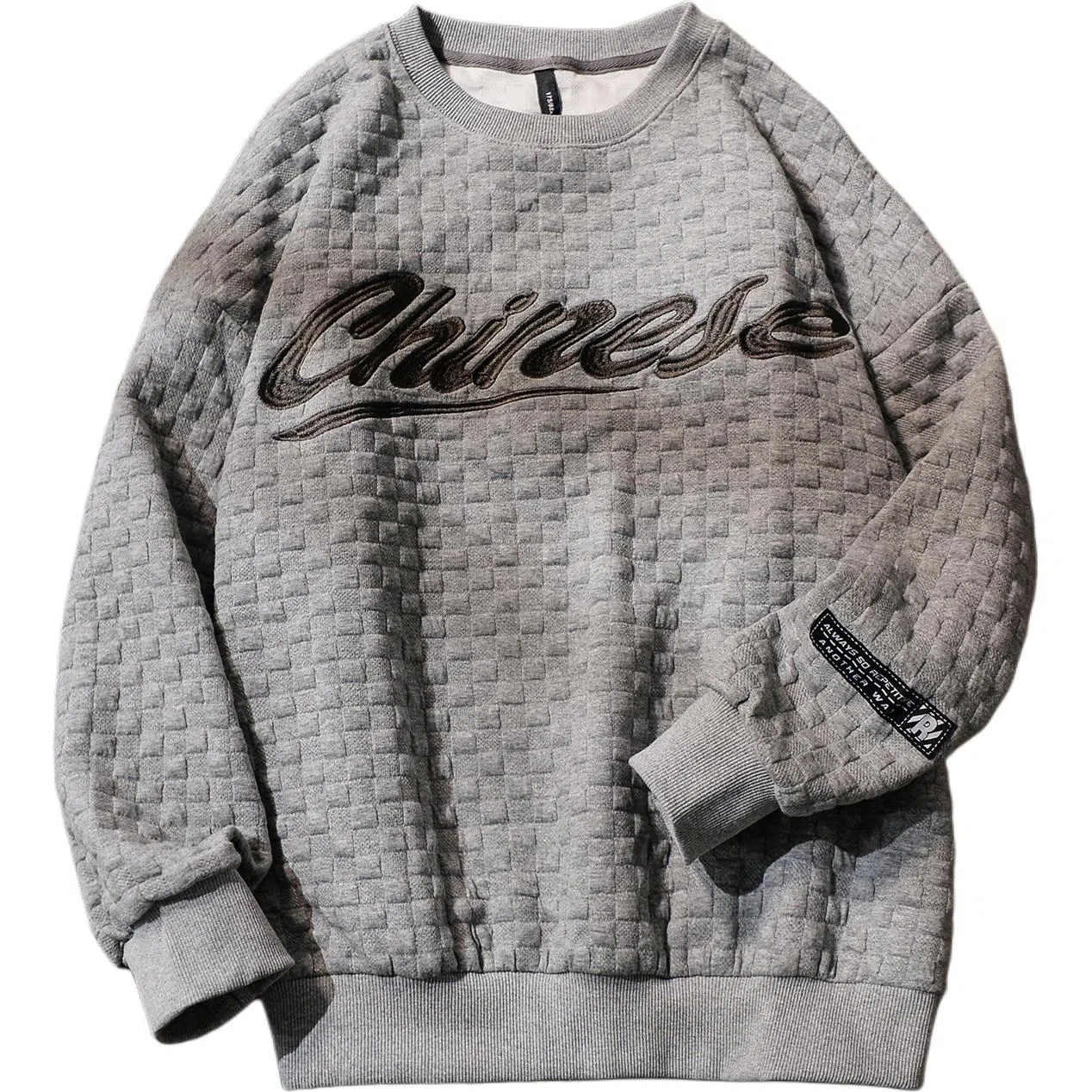 乱步 华夫格圆领秋冬季港风个性潮流宽松卫衣 男女同款