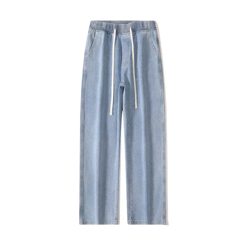 欧迪芬 基础款 宽松直筒垂感高街学院风通勤情侣百搭显高显瘦高级感休闲潮流做旧水洗抽绳褶皱舒适设计牛仔裤 男女同款