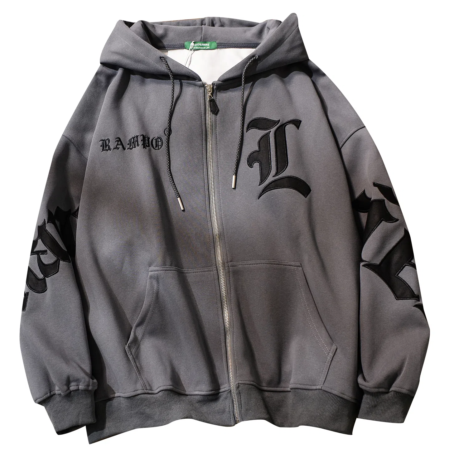 乱步 哥特刺绣拉链带帽衫开衫外套秋冬季款卫衣 男女同款