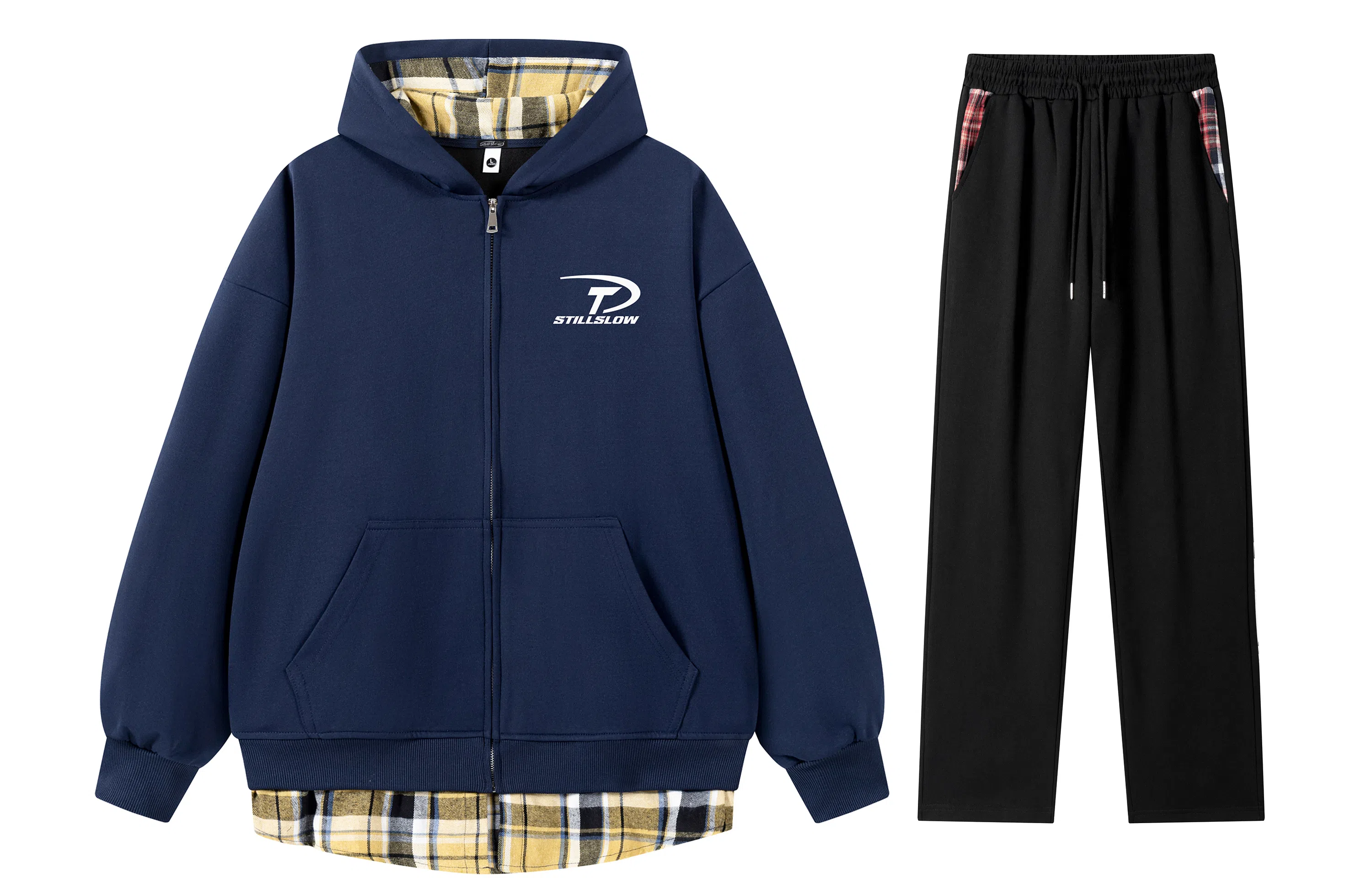 Stillslow Retro Stripe Zip Hoodie Set