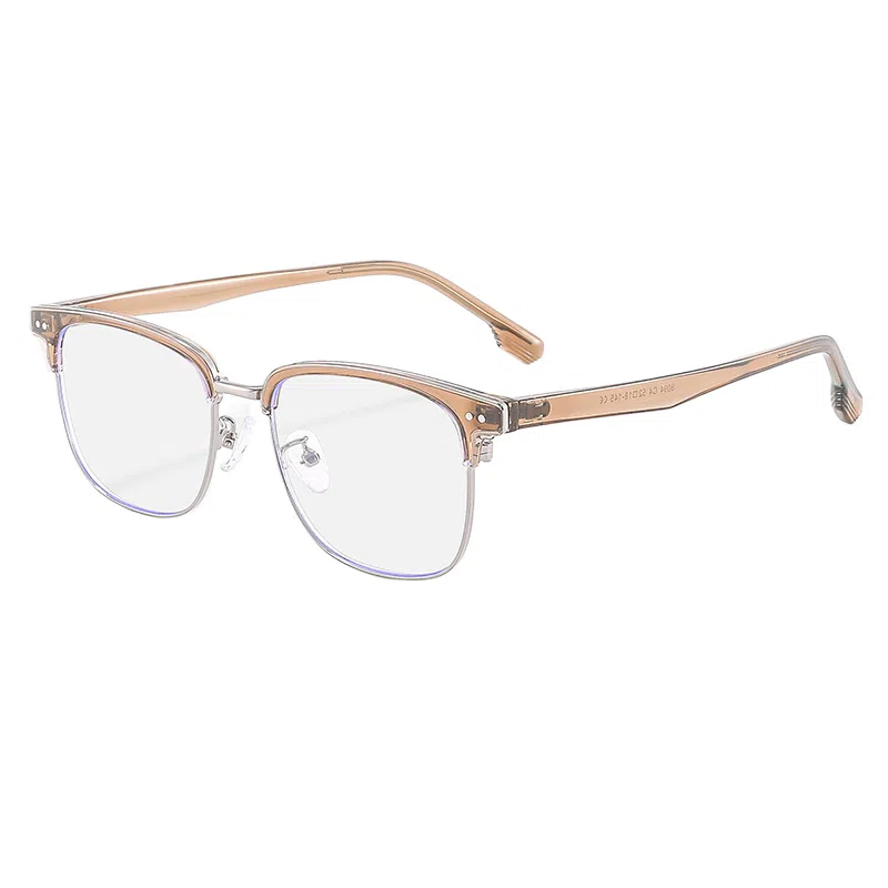 雷派龙 复古眉毛架高级感斯文防蓝光 金属 方形 功能性眼镜 男女同款情侣款 黑色 银色 金色