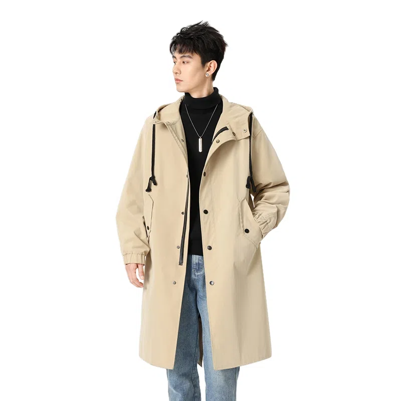 加荣 风衣男宽松休闲上衣高级感中长款英伦风大衣男春秋青少年连帽开衫披风秋冬季加棉加厚男装秋季潮牌户外男款斗篷防风外套 男女同款