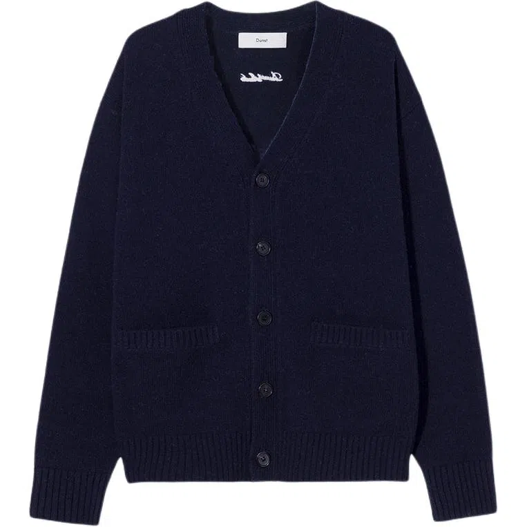 Dunst UNISEX BOYFRIEND KNIT CARDIGAN FRENCH NAVY