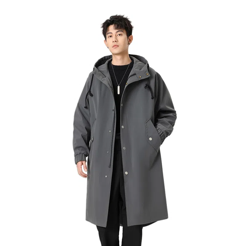 加荣 风衣男宽松休闲上衣高级感中长款英伦风大衣男春秋青少年连帽开衫披风秋冬季加棉加厚男装秋季潮牌户外男款斗篷防风外套 男女同款