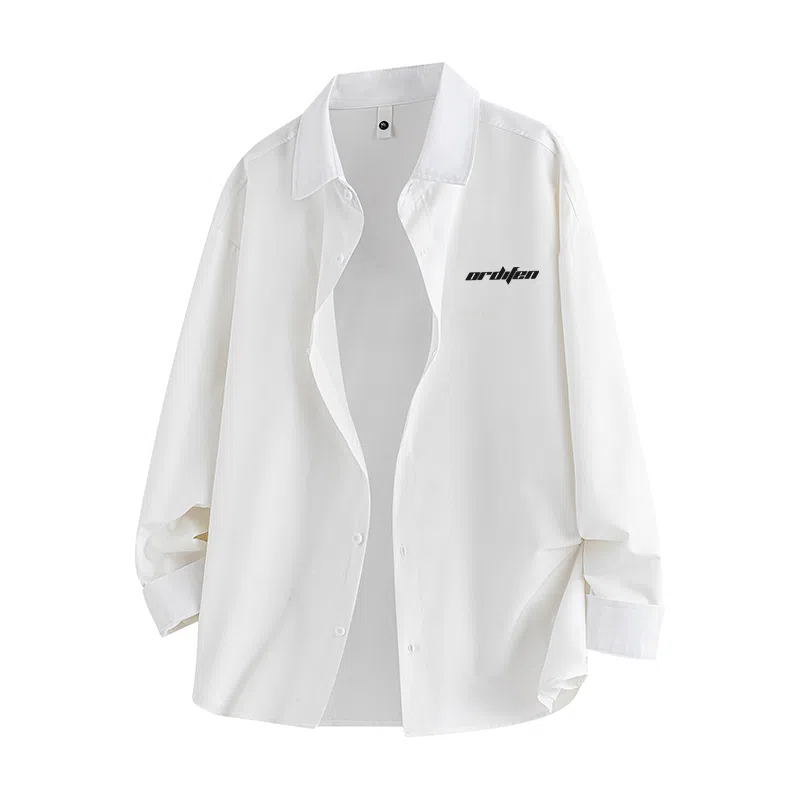 欧迪芬 基础款纯色多巴胺色系舒适简约时尚户外出行日常通勤经典学院风百搭无性别主义长袖翻领单排扣情侣休闲宽松衬衫 男女同款