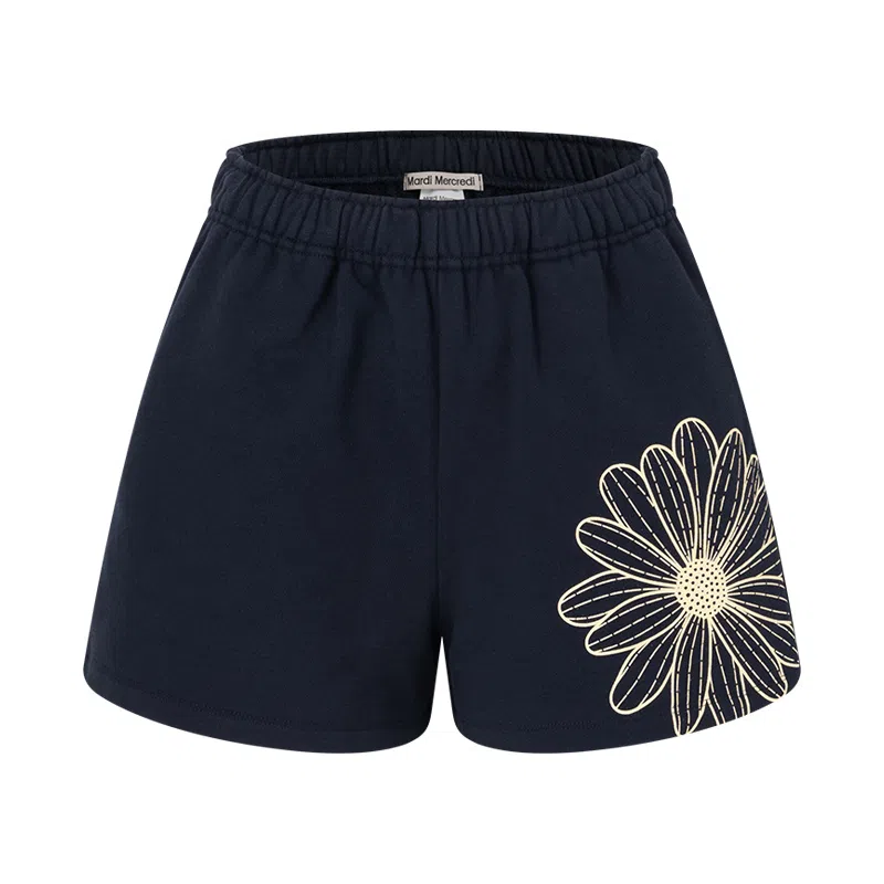 MARDI MERCREDI SS25 SWEAT SHORTS FLOWER_NAVY CREAM