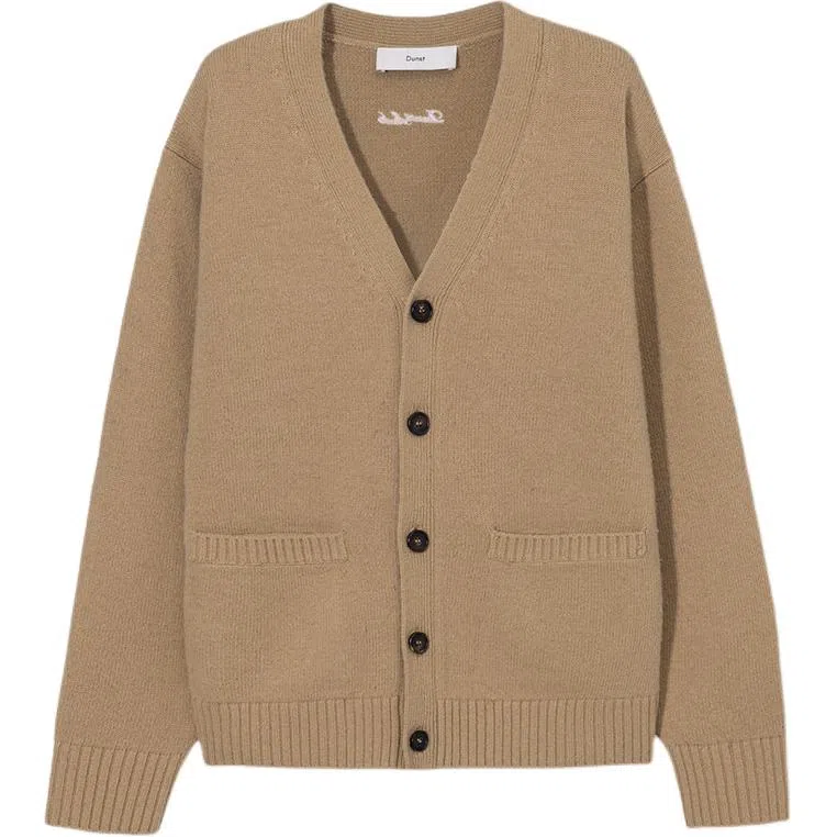 Dunst UNISEX BOYFRIEND KNIT CARDIGAN CAMEL