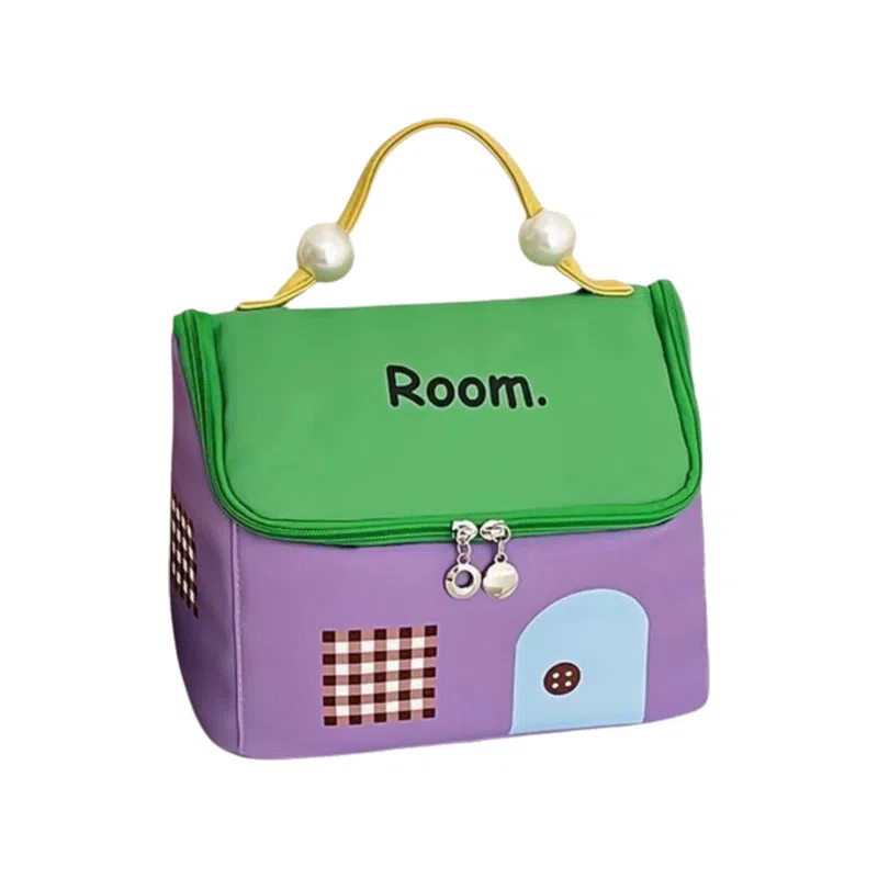 悦语可爱实用美妆工具 便携收纳 多巴胺小房子化妆包女便携手提洗漱包化妆品收纳包防水大容量收纳