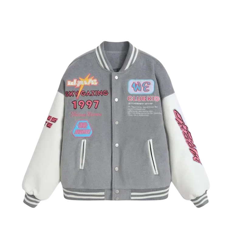 寻星记  美式潮流拼接刺绣夹克青春感与高级感并存棒球服 男女同款