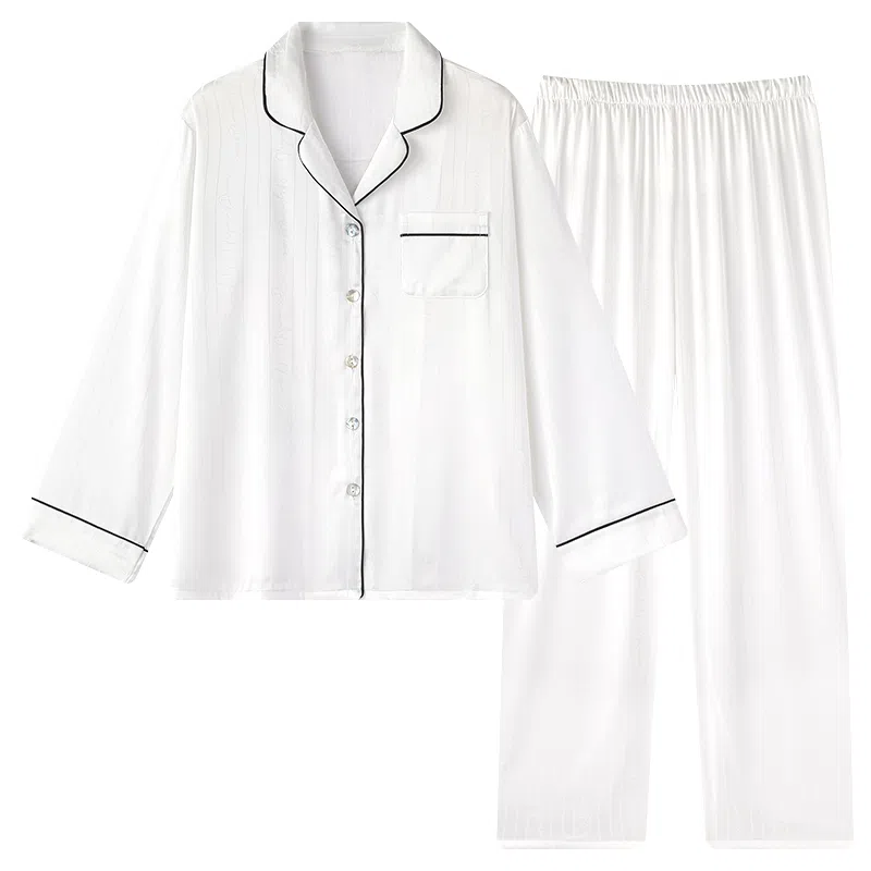 静英鸾 纯色翻领开衫简约风休闲舒适家居服睡衣套装 女款