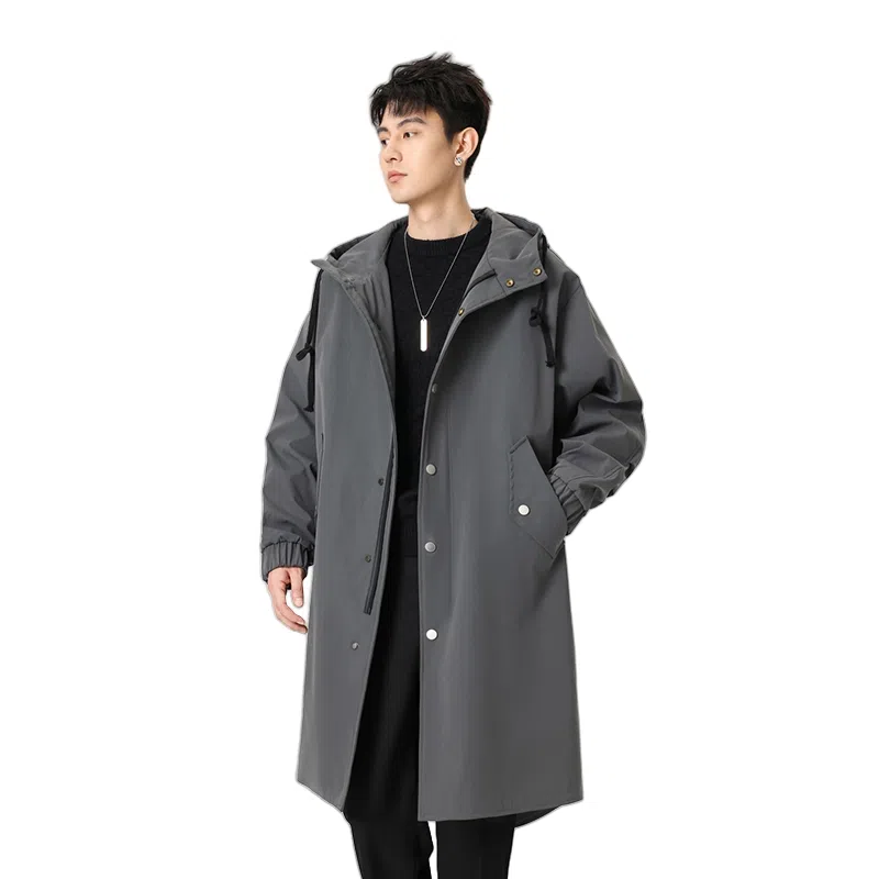 加荣 风衣男宽松休闲上衣高级感中长款英伦风大衣男春秋青少年连帽开衫披风秋冬季加棉加厚男装秋季潮牌户外男款斗篷防风外套 男女同款