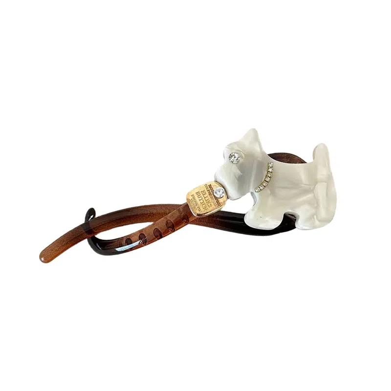 蒙妮 高级感气质小狗一字扭扭夹抓夹 树脂 发夹 女款