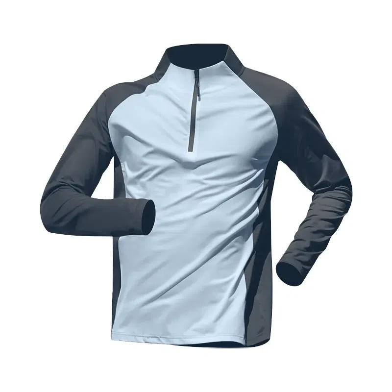 半拉链插肩袖速干保暖户外运动训练服健身衣 男女同款