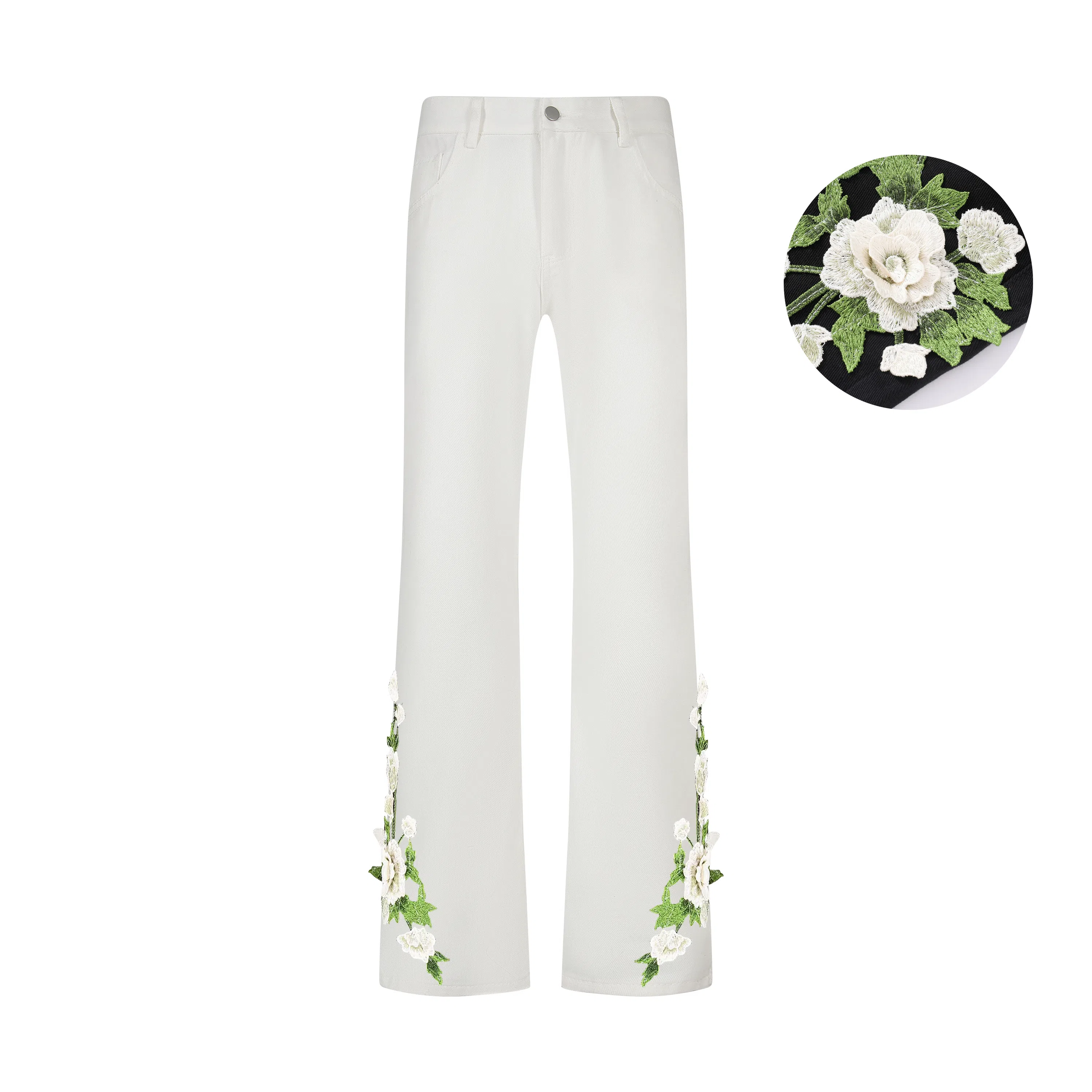 【万针刺绣3D立体浮雕】布客行 重工美式复古水洗直筒基础款花卉透气高街舒适亲肤休闲百搭微喇纯色长裤显高显瘦显腿长牛仔裤 男女同款