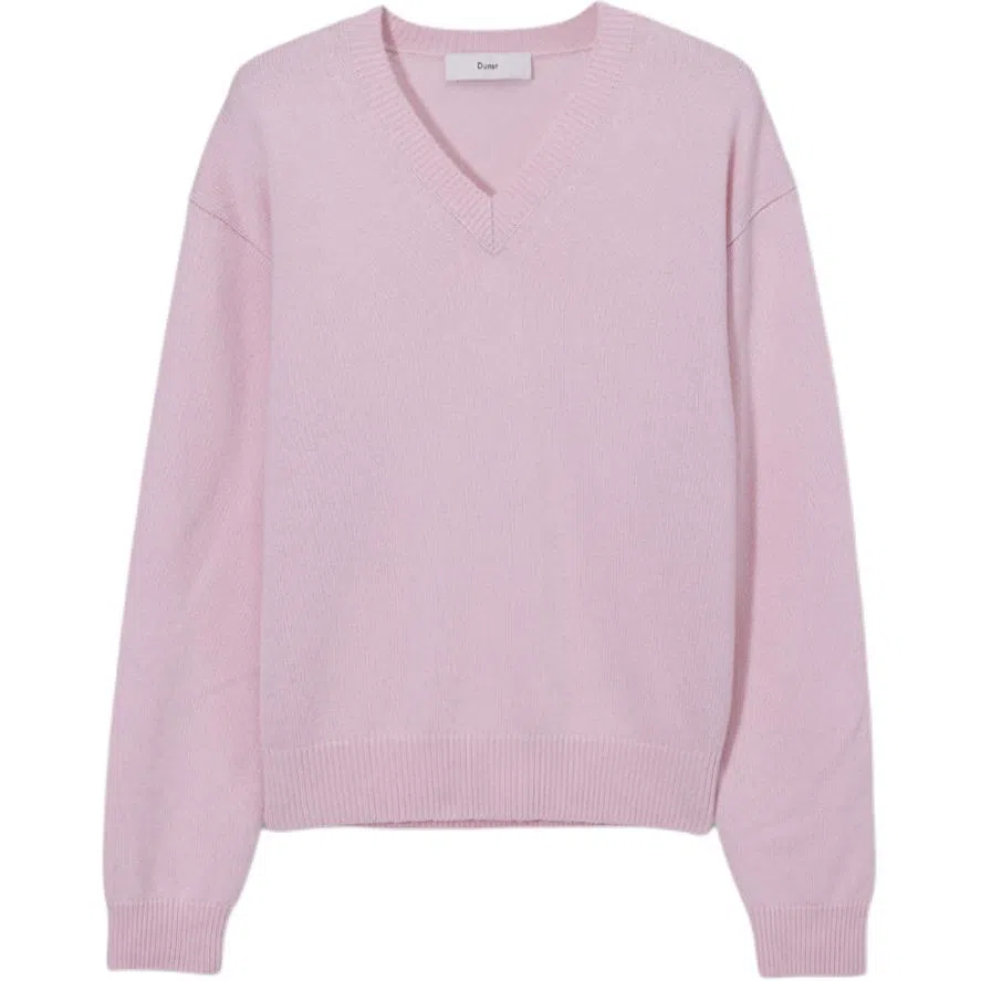 Dunst UNISEX CASHMERE V-NECK SWEATER SOFT PINK V