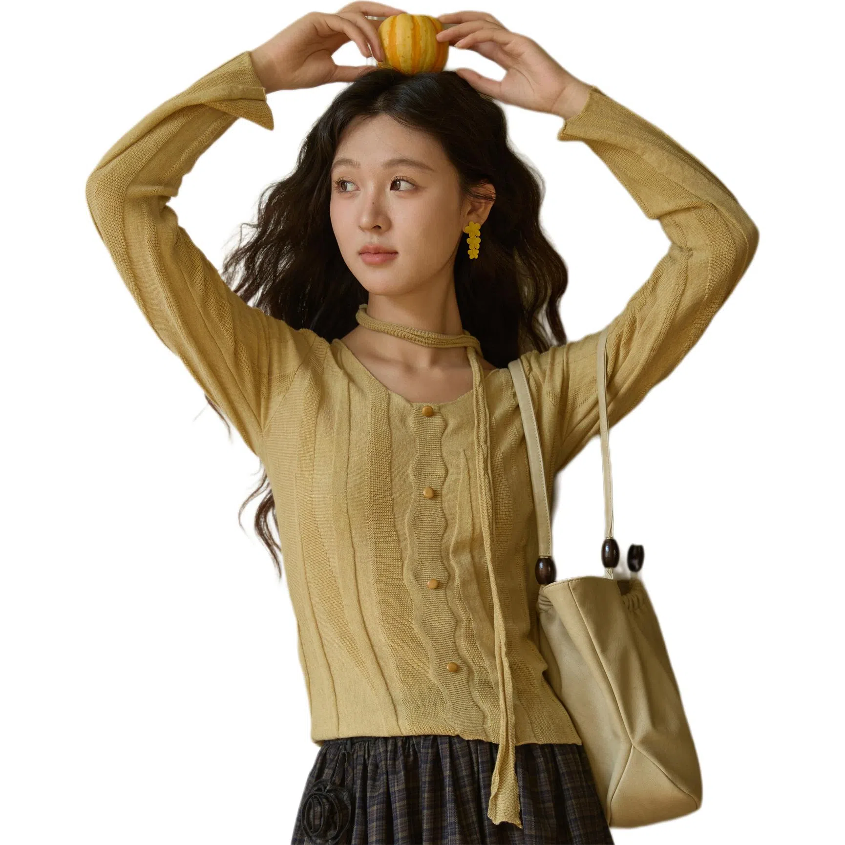 谜秀 弹力修身显瘦法式针织衫 女款