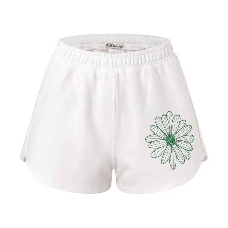 MARDI MERCREDI SS25 MINI SWEAT SHORTS FLOWER_WHITE GREEN