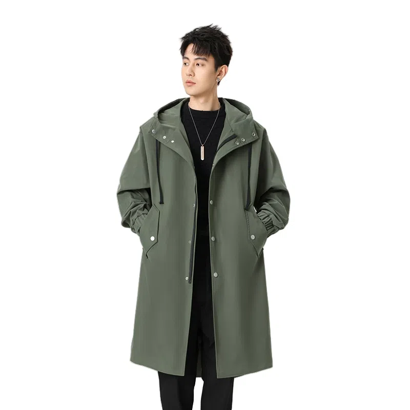 加荣 风衣男宽松休闲上衣高级感中长款英伦风大衣男春秋青少年连帽开衫披风秋冬季加棉加厚男装秋季潮牌户外男款斗篷防风外套 男女同款