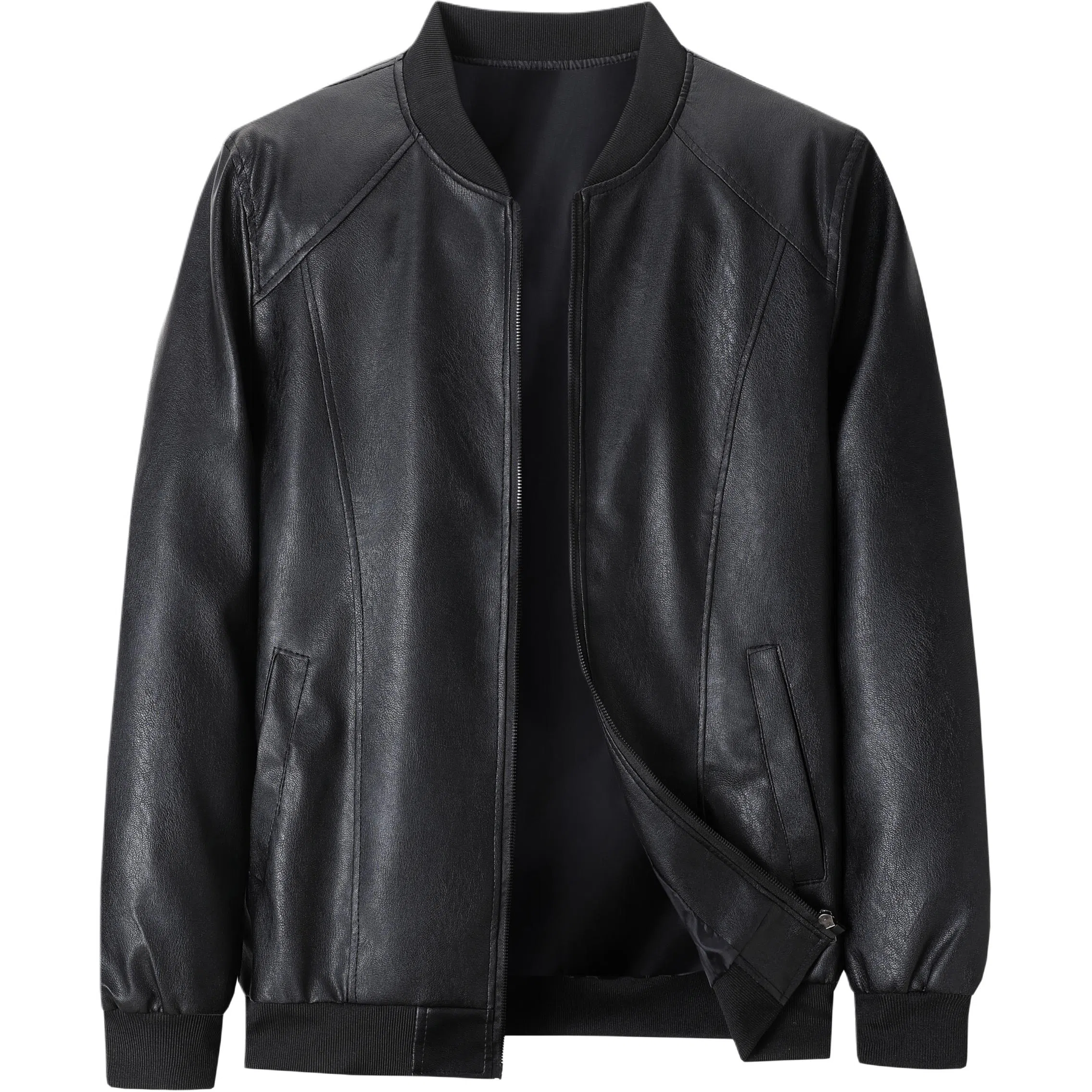 老爷车 中年男士皮夹克秋冬季棒球领时尚有型机车外套男休闲薄款皮衣 男款