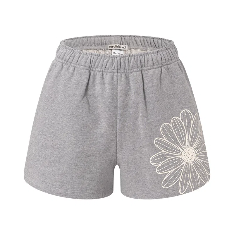 MARDI MERCREDI SS25 SWEAT SHORTS FLOWER_GREY IVORY