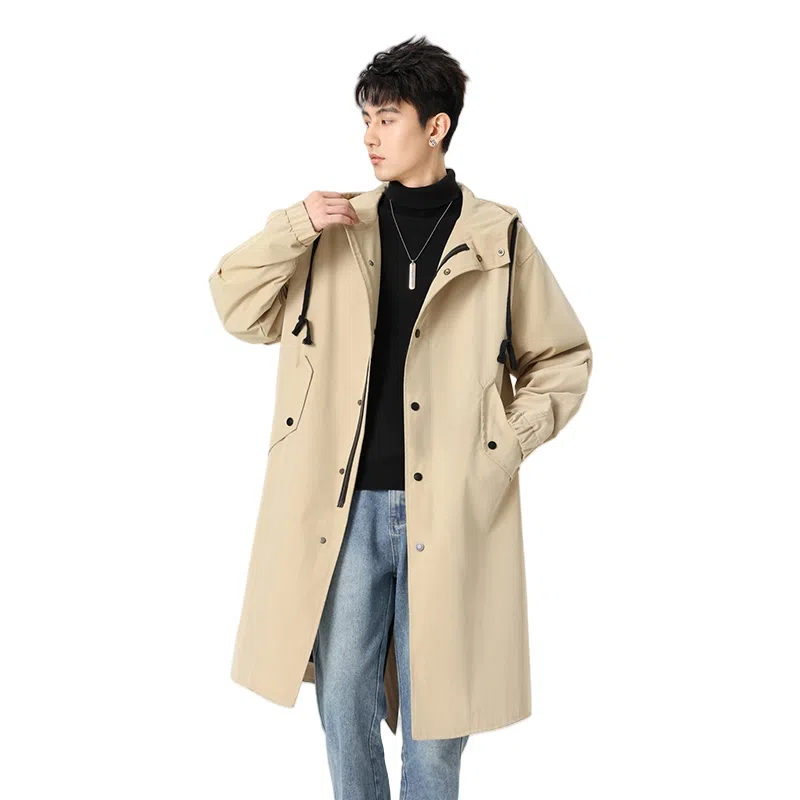 加荣 风衣男宽松休闲上衣高级感中长款英伦风大衣男春秋青少年连帽开衫披风秋冬季加棉加厚男装秋季潮牌户外男款斗篷防风外套 男女同款