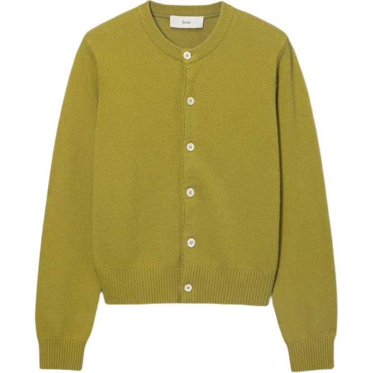Dunst UNISEX CREWNECK KNIT CARDIGAN OLIVE KHAKI