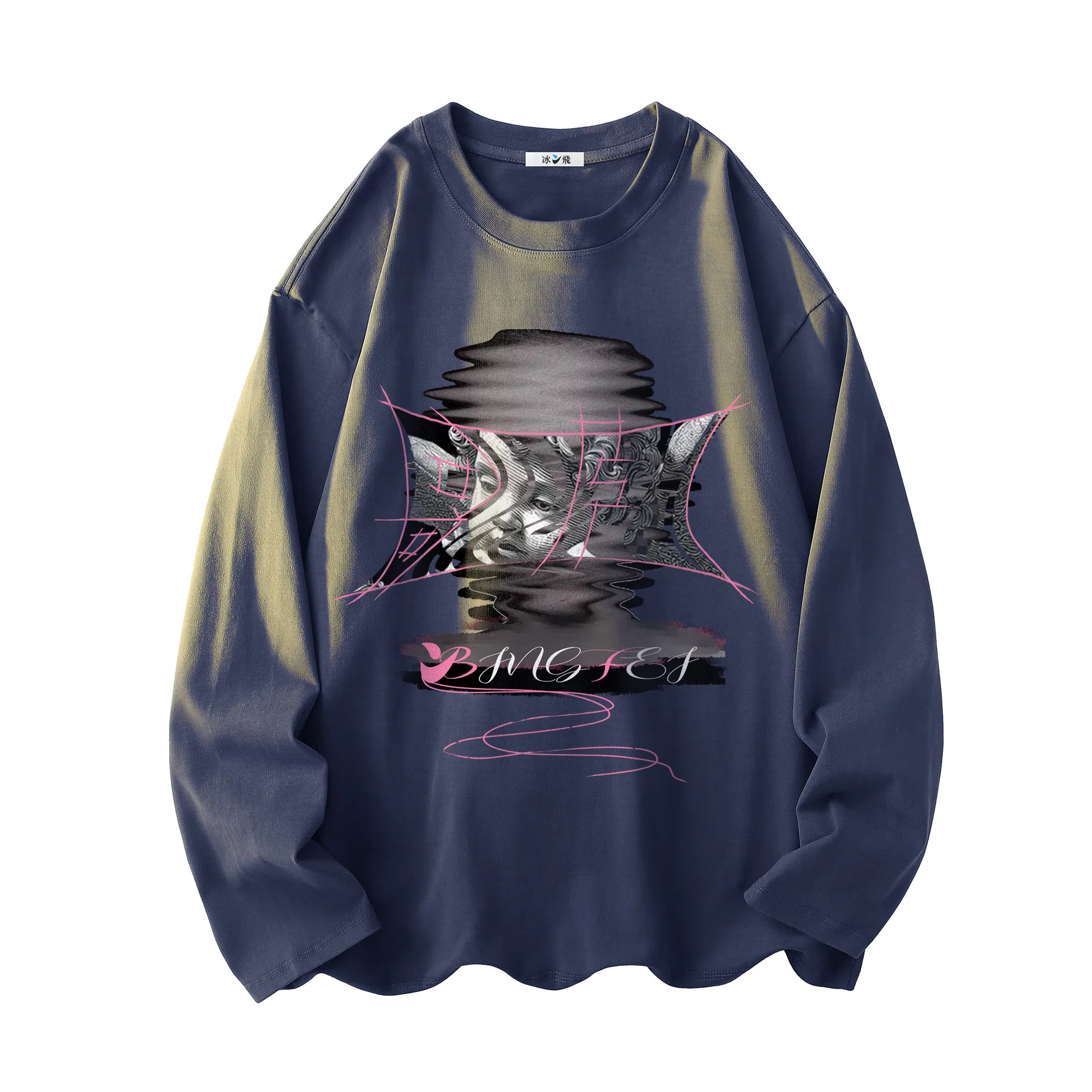 Bingfei Abstract Line Art Logo Long Sleeve Tee