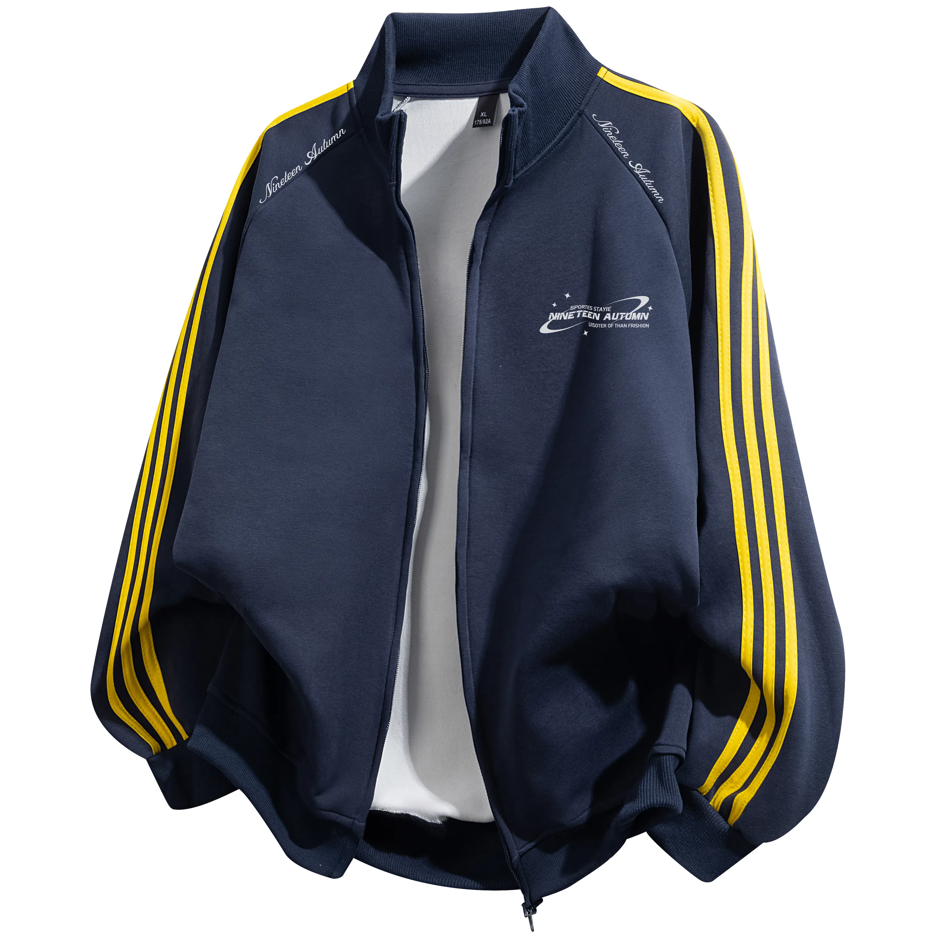 NINETEEN AUTUMN Striped Baseball Jacket