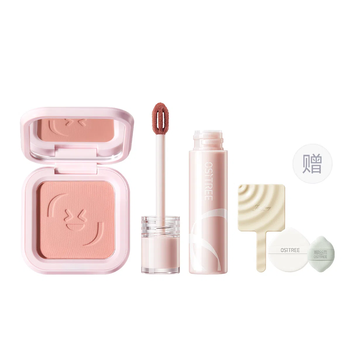 柳丝木 元气蜜桃系列 彩妆套装 易上色丝绒自然磨皮哑光修饰肤色修饰轮廓