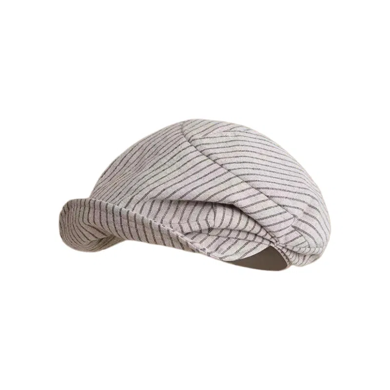 EEEENO Soft Brim Striped Newsboy Cap
