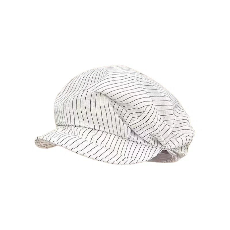 EEEENO Soft Brim Striped Newsboy Cap