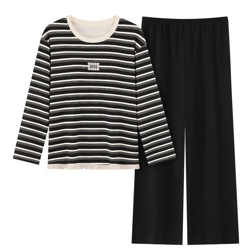 莫代尔 春秋开衫气质经典一体式免穿文胸清新家居服睡衣套装 女款