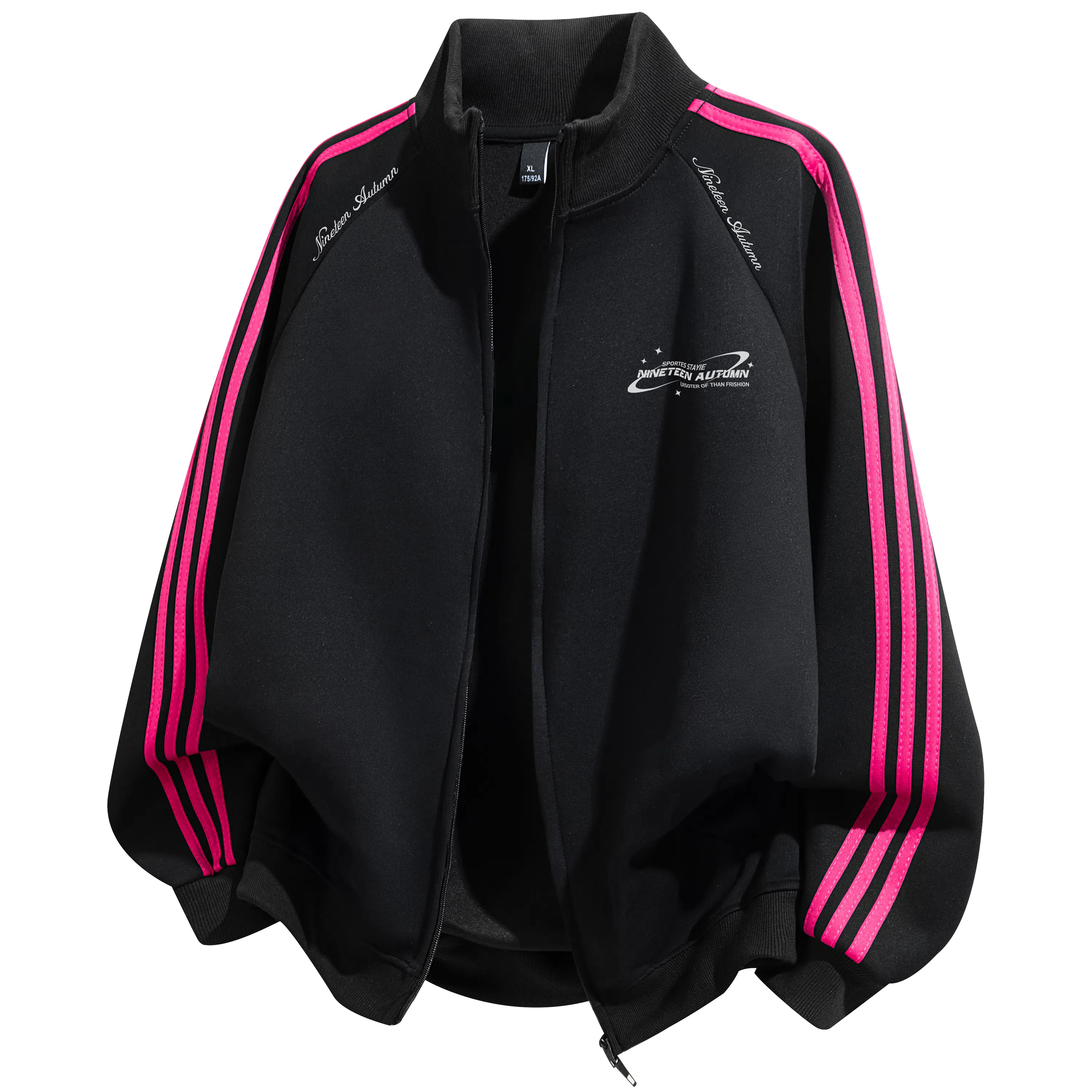 NINETEEN AUTUMN Striped Baseball Jacket