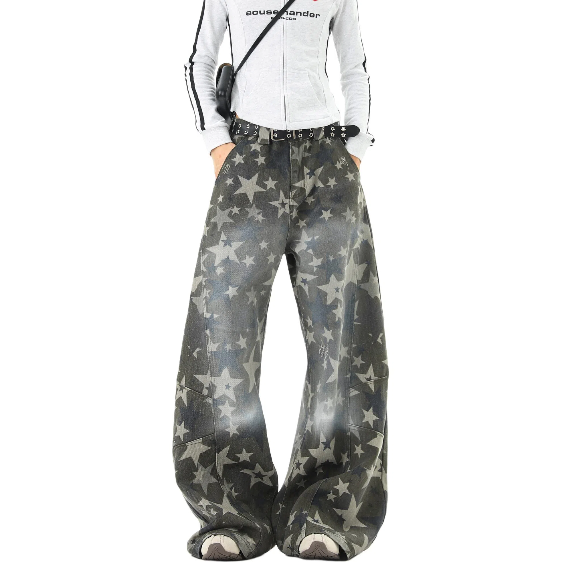 Zoffili Vintage Star Camouflage Wide Leg Jeans
