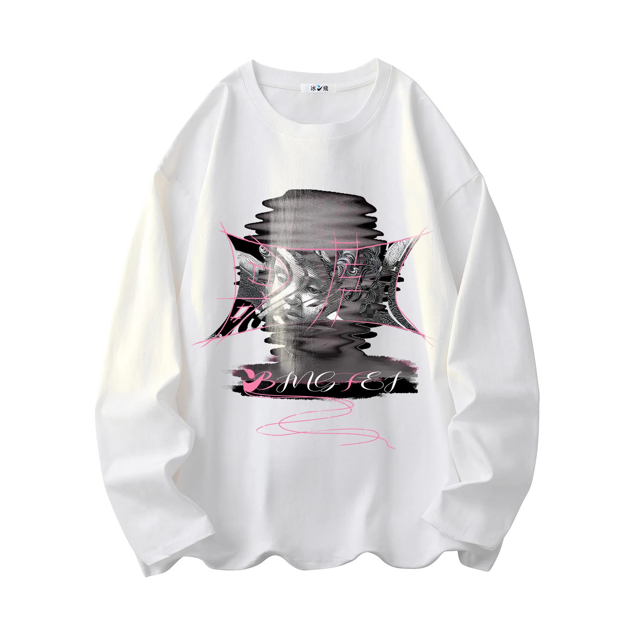 Bingfei Abstract Line Art Logo Long Sleeve Tee