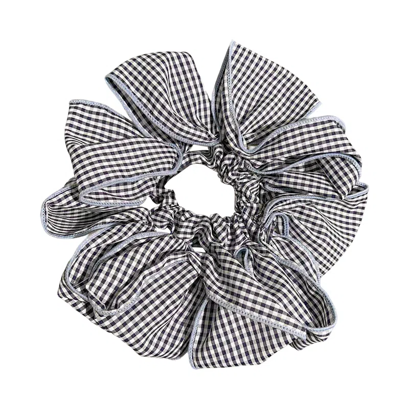 蒙妮 韩系时尚格纹超大号大肠圈 布艺 发圈 女款