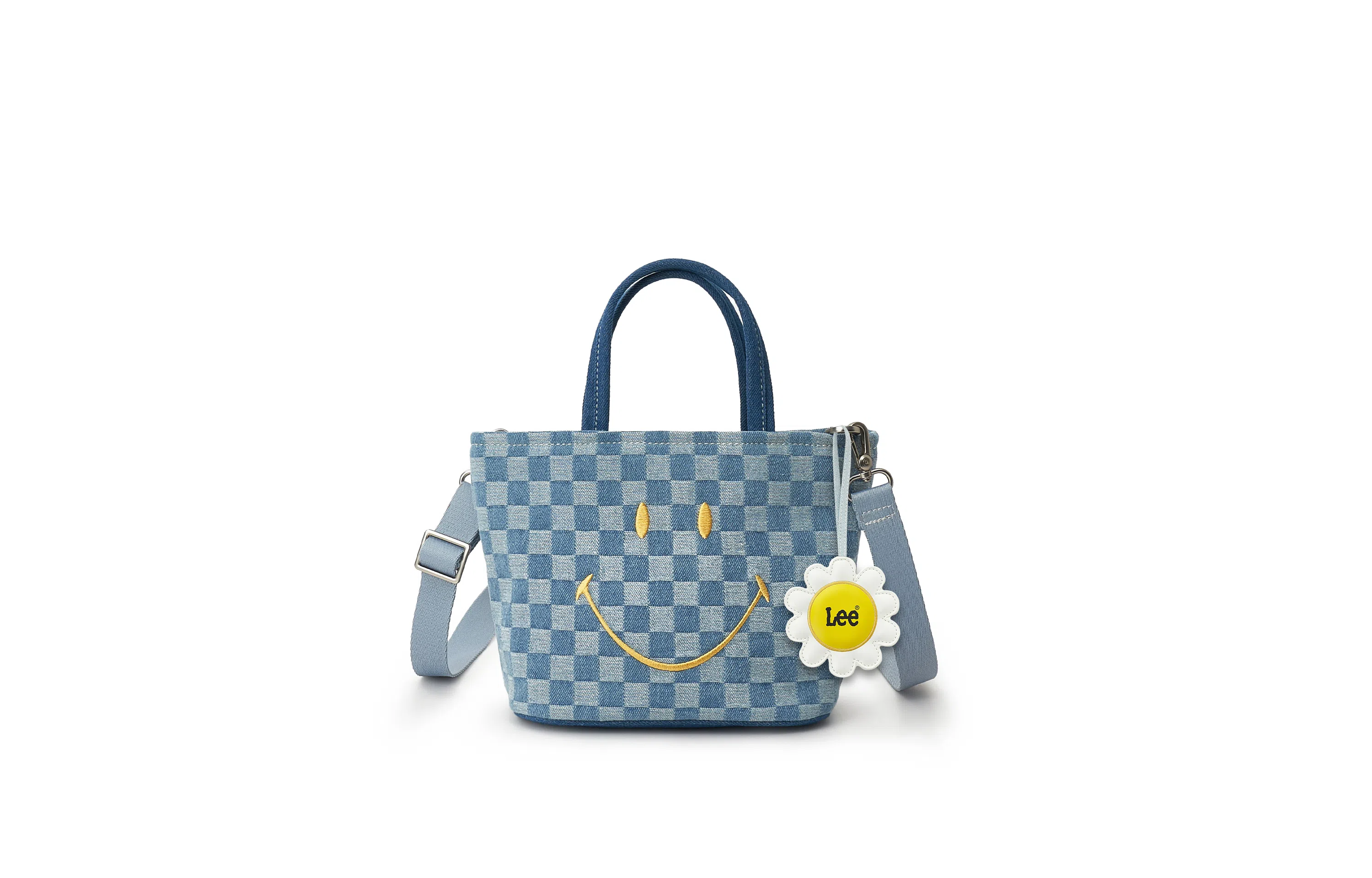 Lee x Smiley Checkered Tote Bag Blue