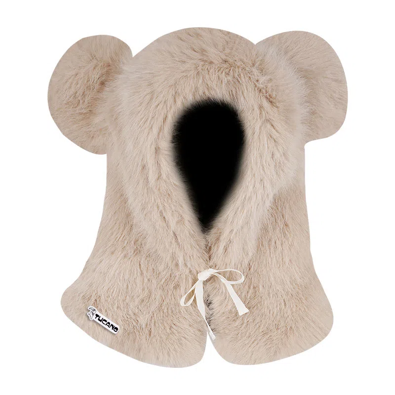 啄木鸟 萌趣可爱长耳兔小熊保暖甜美蝴蝶结 聚酯纤维 帽子 女款