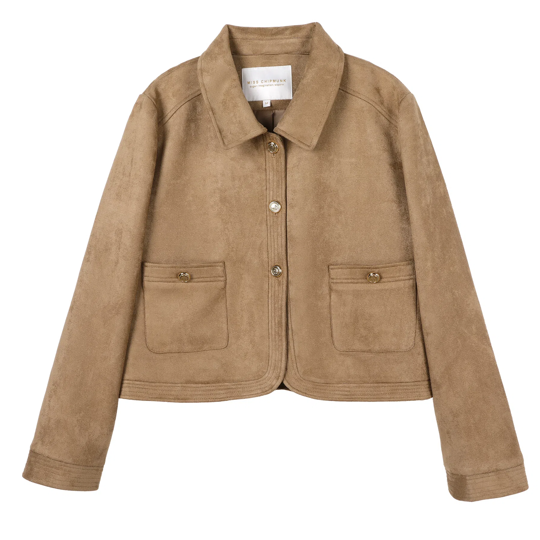 花栗鼠小姐 纯色翻领短款皮衣 女款