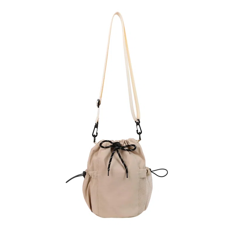 德力熊 百搭休闲简约抽绳束口水桶手机包潮流 尼龙 斜挎单肩包 常规 女款